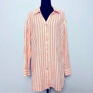Soft Surroundings  Medium (10-12) Escambia Gauze Tunic Shirt  Orange Stripe
